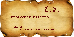 Bratranek Miletta névjegykártya